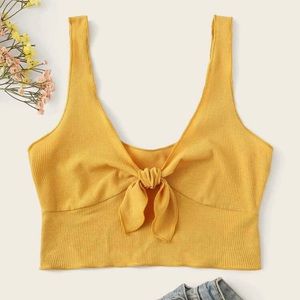 Plus Crop Rib-Knit Tie Front Crop Tank Top